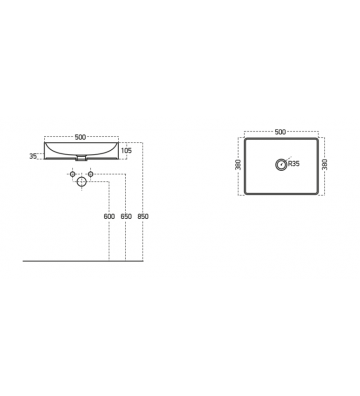 Bathroom Furniture Drop Luxus 100 White-Top-2 Stand, Washbasin, Mirror