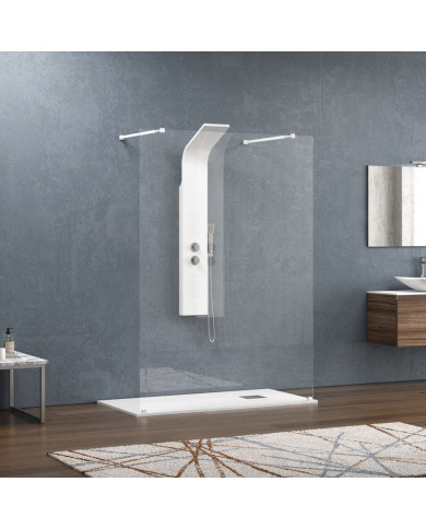 Fixed Shower Partition Panel with Clear Glass 8mm Karag Walkin 3 White 148x200cm (5206836057859)