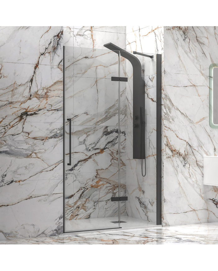 Καμπίνα Ανοιγόμενη Πόρτα Εισόδου (τοίχο-τοίχο) Διάφανο Κρύσταλλο Karag Tinos 400 Black 70x200cm (5206836661049)