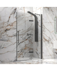 Καμπίνα από τοίχο σε τοίχο με διάφανο κρύσταλλο TINOS 400 Black KARAG 80x200cm