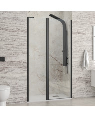 Cabin Opening Entrance Door (wall-to-wall) with transparent glass Karag Panex 400 Alto Black 85x200cm (5206836665122)