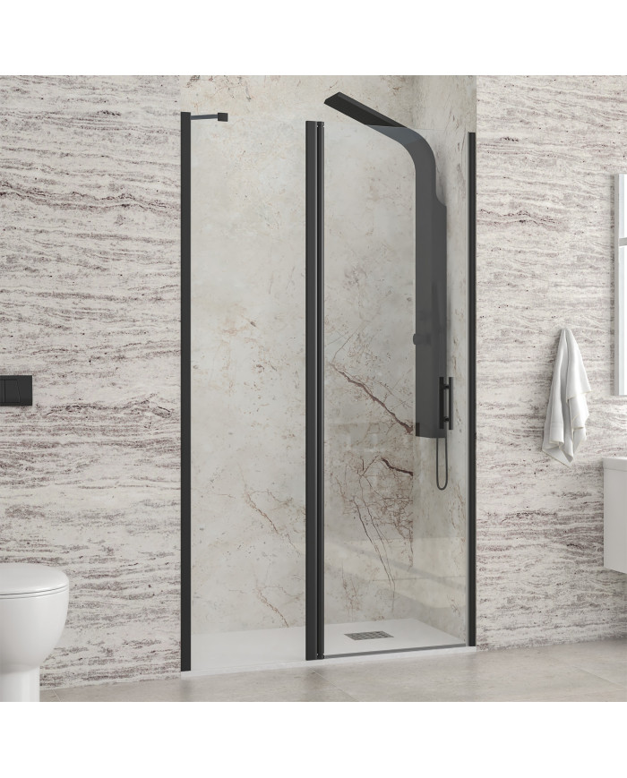 Cabin Opening Entrance Door (wall-to-wall) with transparent glass Karag Panex 400 Alto Black 105x200cm (5206836665146)