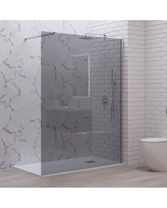 Fixed shower partition with Fume crystal WALKIN 1 Cromo KARAG 100x200cm (5206836665214)