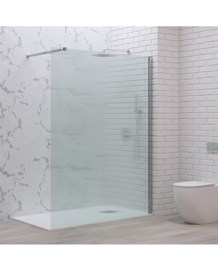 Fixed Shower Partition Panel Fluted Crystal 8mm Karag Walkin 1 Cromo 140x200cm (5206836668987)