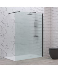 Fixed Shower Partition Panel Fluted Crystal 8mm Karag Walkin 1 Black 140x200cm (5206836656984)