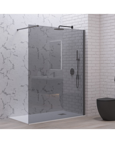 Fixed Shower Partition Panel Safety Glass Fume 8mm Karag Walkin 1 Gun Metal 800x200cm (5206836665283)