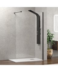 Fixed Shower Panel Divider with Clear Glass 8mm Karag Walkin 1 Gun Metal 160x200cm (5206836658025)