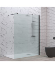 Fixed Shower Partition Panel Fluted Safety Glass 8mm Karag Walkin 1 Gun Metal 100x200cm (5206836656915)