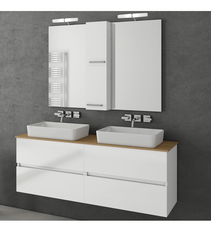 Έπιπλο Μπάνιου Drop LUXUS 140 White Βάση,Νιπτήρας,Καθρέφτης