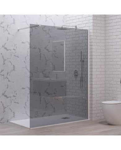 Fixed Shower Partition Panel Safety Glass Fume 8mm Karag Walkin 1 Bianco 120x200cm (5206836678801)