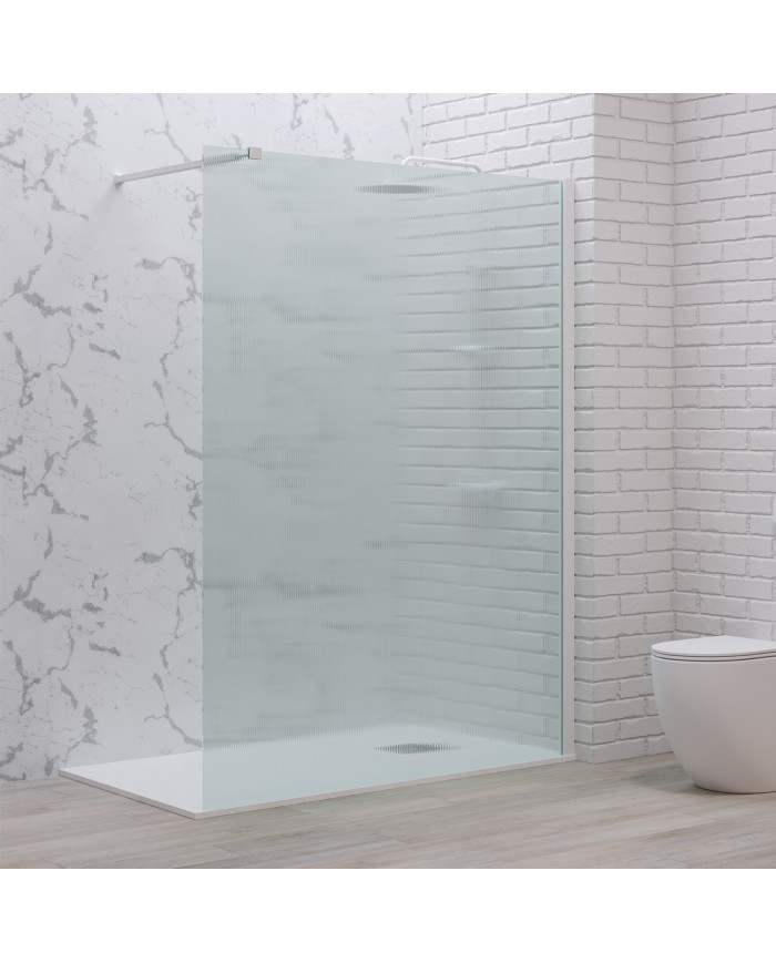Fixed Shower Partition Panel Fluted Safety Glass 8mm Karag Walkin 1 White 120x200cm (5206836656946)