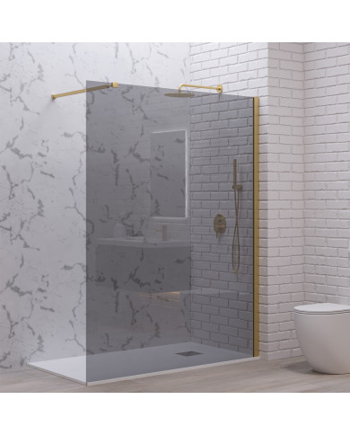 Fixed Shower Partition Panel Safety Glass Fume 8mm Karag Walkin 1 Gold 120x200cm (5206836665368)
