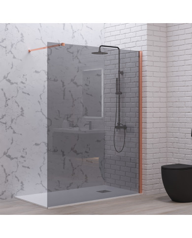 Fixed shower partition with Fume crystal Karag WALKIN 1 Rose-Gold 90x200cm (5206836665023)