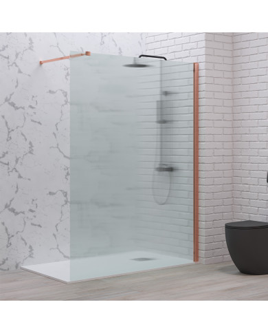 Fixed Shower Partition Panel Fluted Safety Glass 8mm Karag Walkin 1 Rose Gold 80x200cm (5206836665061)