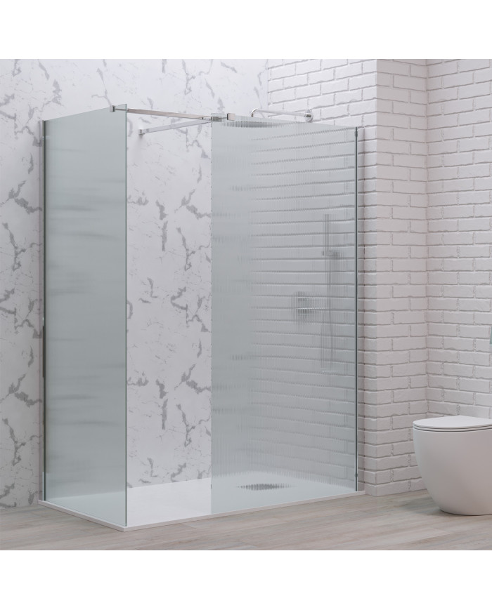 Σταθερό Διαχωριστικό Πάνελ Ντουζιέρας Fluted Κρύσταλλο 8mm Karag Walkin 2 Cromo 140x200cm (5206836663036)