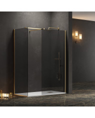 Fixed Shower Partition with Nanotechnology Fume Crystal 8mm Karag Walkin 2 Gold 140x200cm (5206836663241)