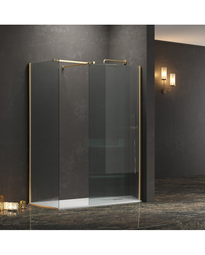 Σταθερό Διαχωριστικό Πάνελ Ντουζιέρας Fluted Κρύσταλλο 8mm Karag Walkin 2 Gold 100x200cm (5206836663272)