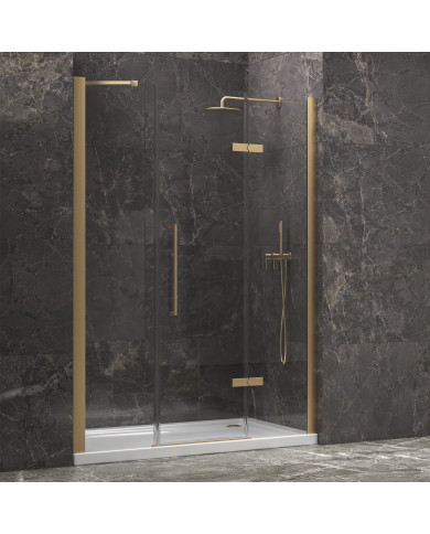 Cabin Opening Entrance Door (wall-to-wall) with Transparent Glass Karag Tinos 600 Gold 165x200cm (5206836662008)
