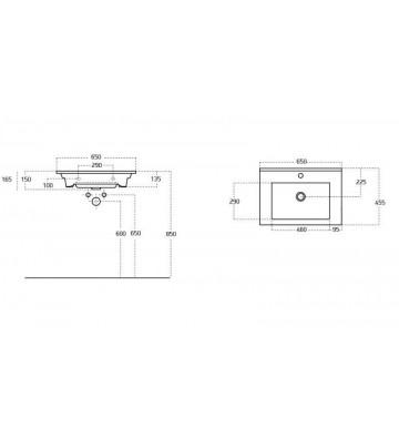 Bathroom Furniture Drop Sorrento 65 Hanging Furniture Stand, Washbasin, Mirror