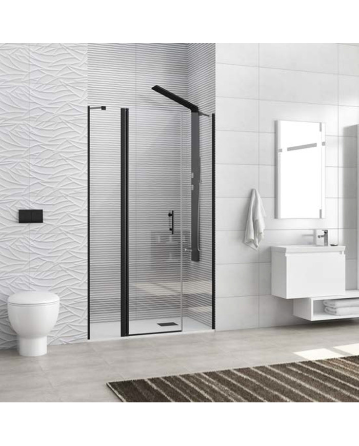 Cabin Opening Entrance Door (wall-to-wall) with transparent glass Karag Panex 600 Alto Black 140x200cm (5206836737294)