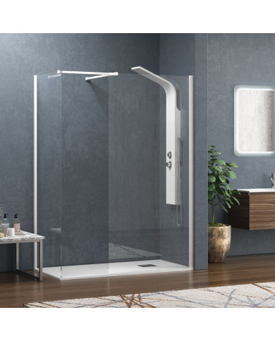 Fixed Shower Partition Panel with Clear Glass 8mm Karag Walkin 2 White 70x200cm (5206836058061)