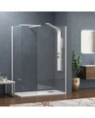 Fixed Shower Partition Panel with Clear Glass 8mm Karag Walkin 2 White 70x200cm (5206836058061)