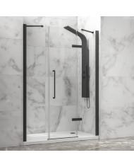 Cabin Opening Entrance Door (wall-to-wall) Transparent Crystal Karag Tinos 600 Black 160x200cm (fixed 36cm) (5206836661490)