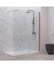 Fixed Shower Panel Divider with Clear Glass 8mm WALKIN 1 Rose Gold KARAG 70x200cm (5206836664910)