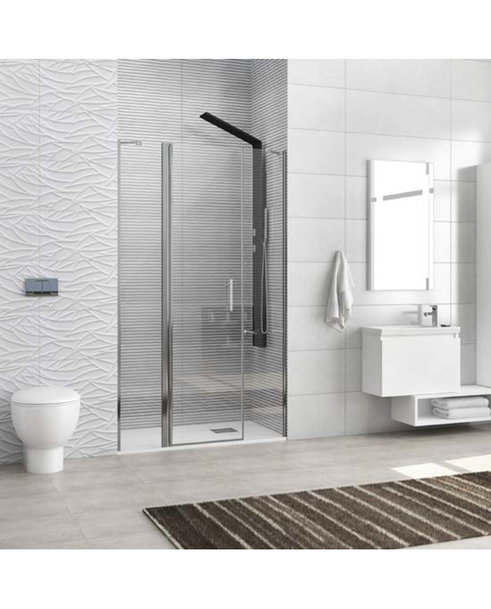 Cabin Opening Entrance Door (wall-to-wall) with transparent glass Karag Panex 600 Alto Cromo 110x200cm (5206836737201)