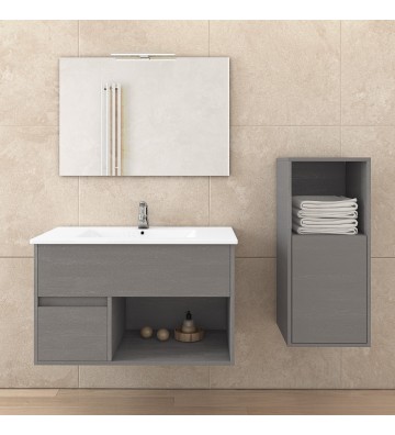 Bathroom Furniture Drop Sorrento 75 Hanging Furniture Stand, Washbasin, Mirror
