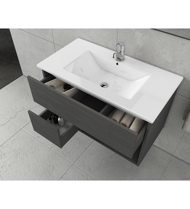 Έπιπλο Μπάνιου Drop Sorento 75 Κρεμαστή Βάση επίπλου, Νιπτήρας, Καθρέφτης