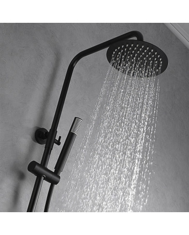 Στήλη Ντουζ Επεκτεινόμενη 3 Εξόδων Imex Line Μαύρο Ματ με Θερμοστατική Μπαταρία & Κεφαλή & Τηλέφωνο & Ρουξούνι  (BTD038-B/NG)