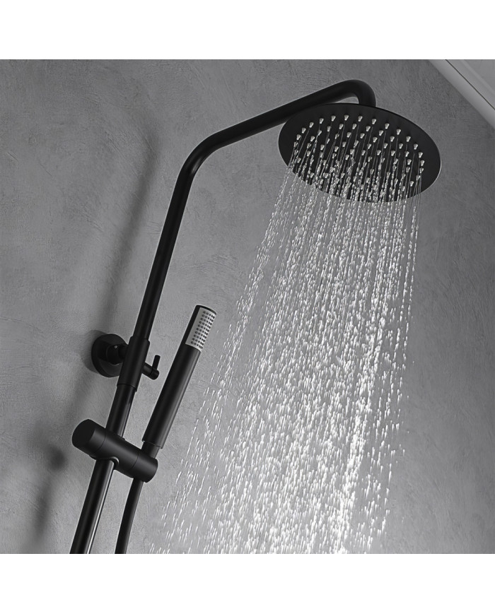 Imex Line 3-Outlet Extendable Shower Column Matt Black with Thermostatic Mixer & Head & Telephone & Handshower (BTD038-B/NG)