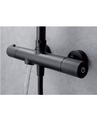 Imex Line 3-Outlet Extendable Shower Column Matt Black with Thermostatic Mixer & Head & Telephone & Handshower (BTD038-B/NG)