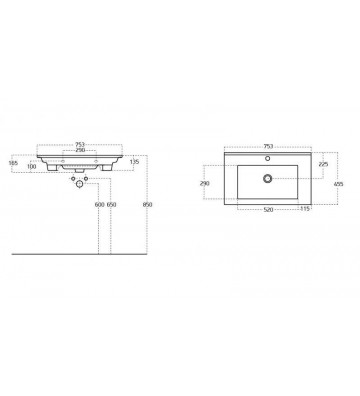 Bathroom Furniture Drop Sorrento 75 Hanging Furniture Stand, Washbasin, Mirror