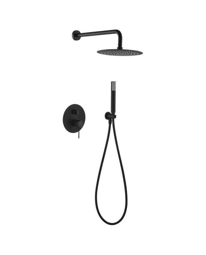 Built-in Complete Bathroom Set Imex Line Black Matt 2 Outlet Mixer & Inox Bell Ø25cm & Telephone (GPD038/NG)