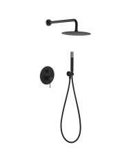 Built-in Complete Bathroom Set Imex Line Black Matt 2 Outlet Mixer & Inox Bell Ø25cm & Telephone (GPD038/NG)