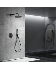 Built-in Complete Bathroom Set Imex Line Black Matt 2 Outlet Mixer & Inox Bell Ø25cm & Telephone (GPD038/NG)