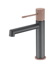 Imex Line Brass Basin Mixer Tap, Matte Champagne Grey (BDD038-1GC)