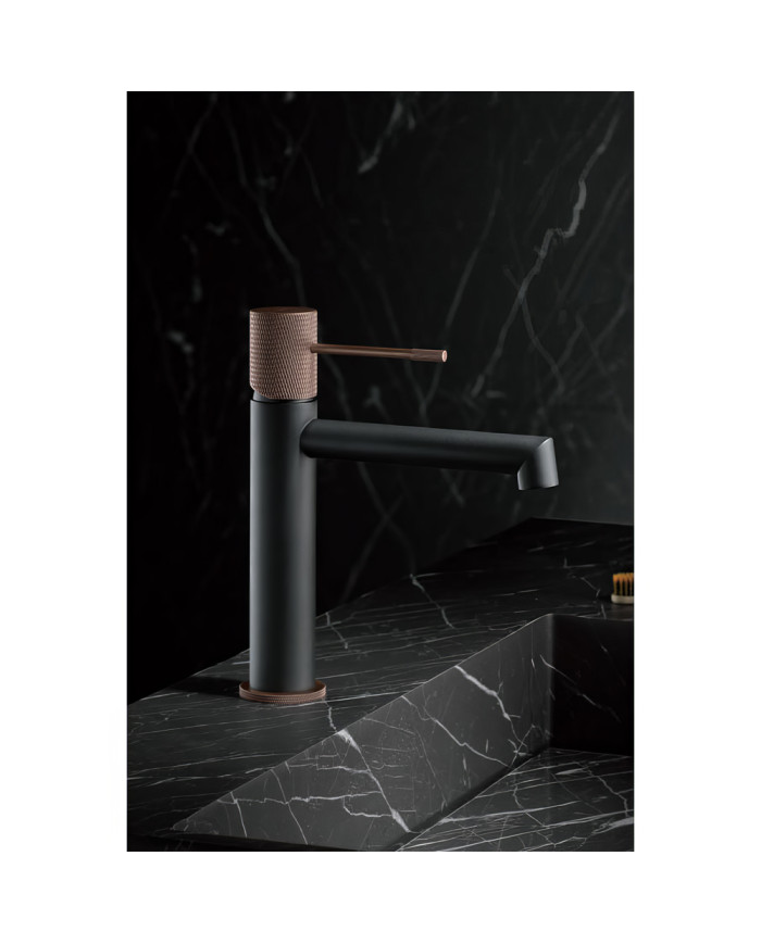 Imex Line Brass Basin Mixer Tap, Matte Champagne Grey (BDD038-1GC)