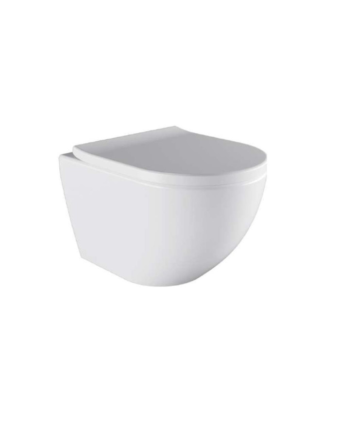 Tornado Wall-Hung Toilet - Rimless Hanne Reme L-490 White with Removable Soft Closing Cover