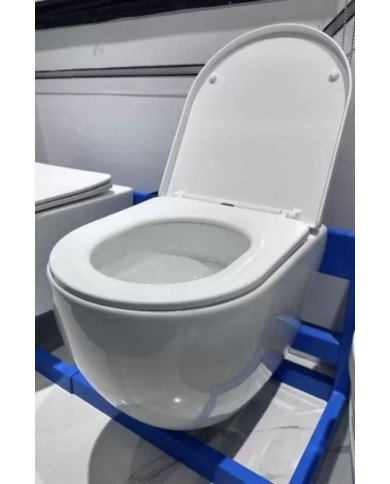 Tornado Wall-Hung Toilet - Rimless Hanne Reme L-490 White with Removable Soft Closing Cover