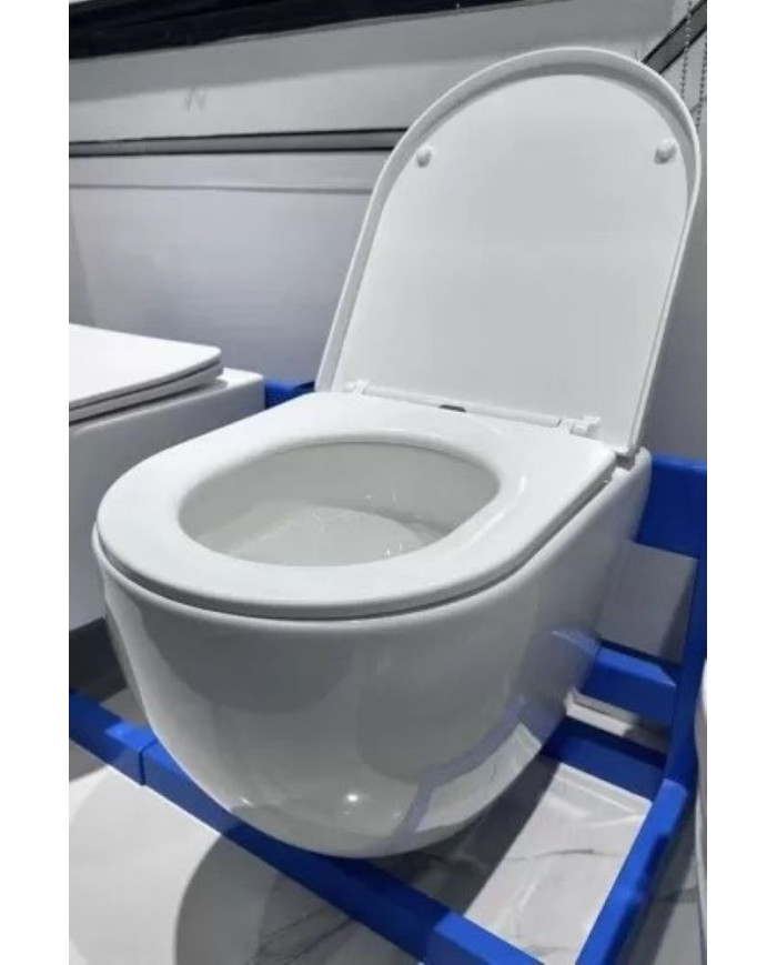 Tornado Wall-Hung Toilet - Rimless Hanne Reme L-490 White with Removable Soft Closing Cover