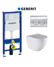 Σετ Εντοιχιζόμενο Καζανάκι Geberit Delta & Πλακέτα χειρισμού Delta & Λεκάνη Hanne Reme Tornado L 490 & Κάλυμμα Soft Close