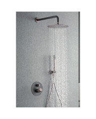 Built-in Complete Bathroom Set Imex Line Matt Gray - Champagne 2 Outlet Mixer & Inox Bell Ø25cm & Telephone (GPD038/GC)
