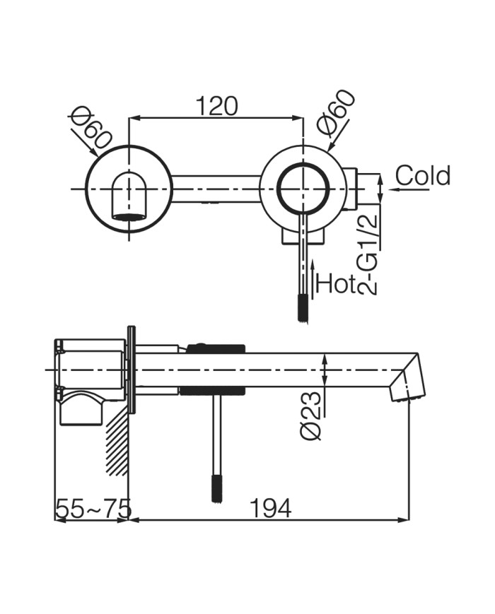 Built-in Basin Mixer Imex Line Matt Gray - Champagne (GLD038/GC)