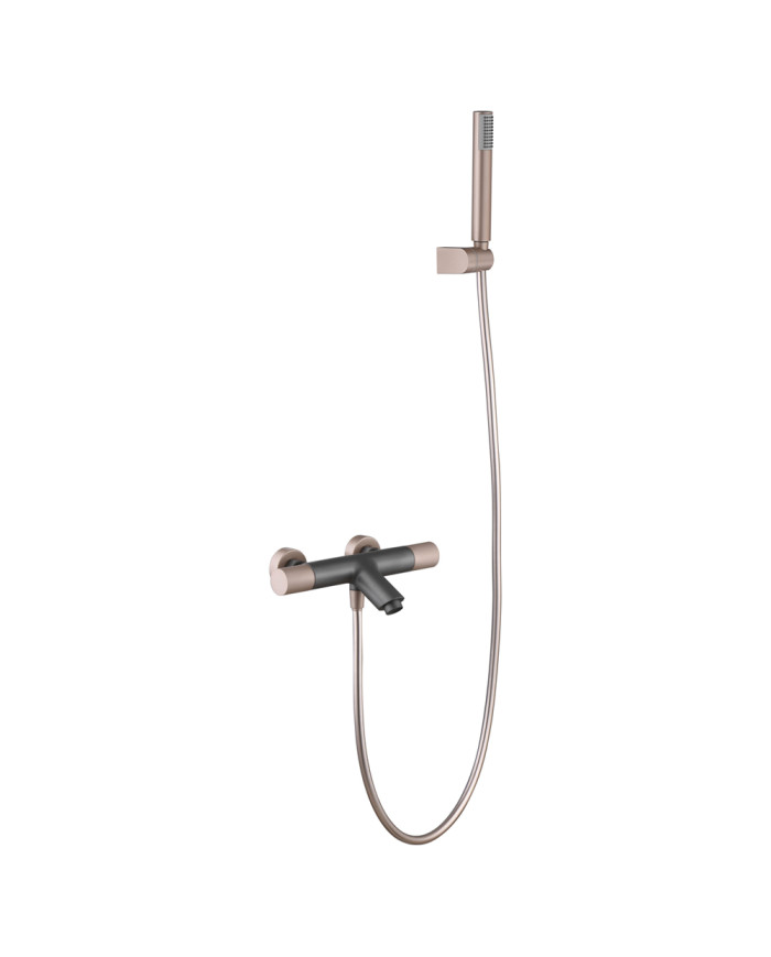 Imex Line Thermostatic Bathroom Faucet Matt Gray - Champagne Set Shower Handset, Spiral & Base (BTD038-4GC)