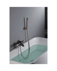 Imex Line Thermostatic Bathroom Faucet Matt Gray - Champagne Set Shower Handset, Spiral & Base (BTD038-4GC)