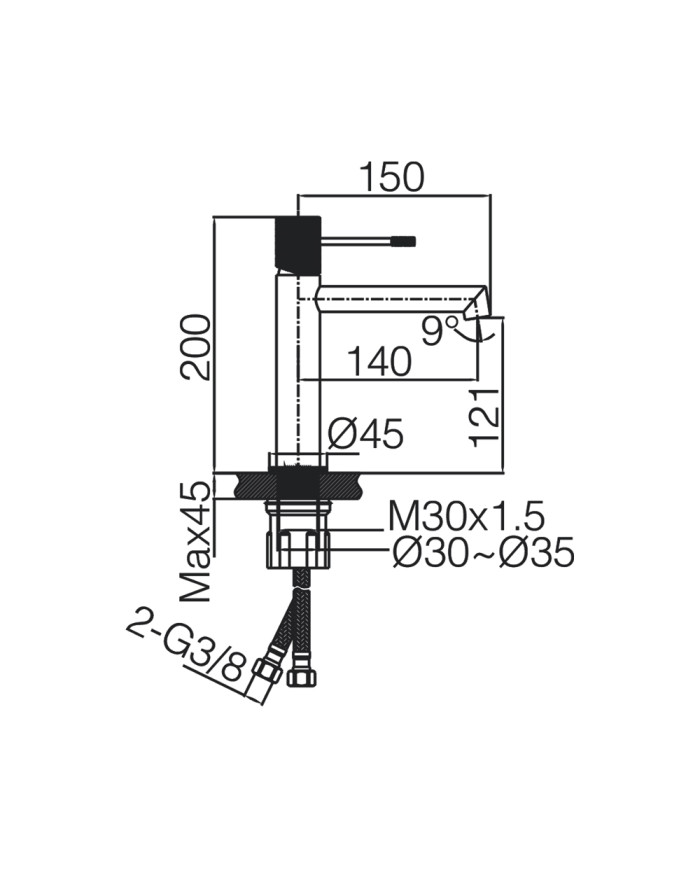 Imex Line Brass Basin Mixer Tap, Nickel Matt (BDD038-1NQ)