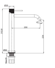Μπαταρία Νιπτήρα Ψηλή Ορειχάλκινη Tema Xenon Black Matt (XEN 6814 N)